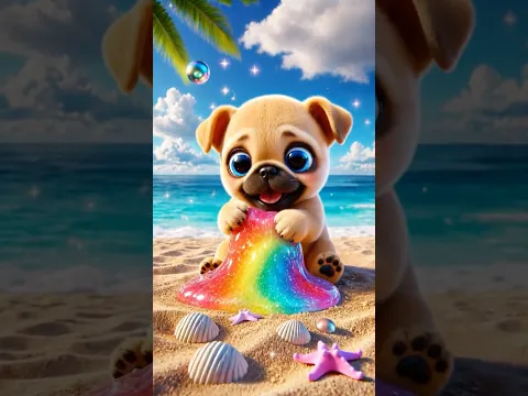 Puppy & Girl's Summer Mission! 🏝️ Rescuing Rainbow Slime + Tropical Feast! 🍹 #cartoon #funny