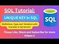 35 UNIQUE Key in SQL SQL UNIQUE Key SQL UNIQUE Constraint