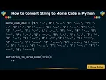 How to Convert String to Morse Code in Python