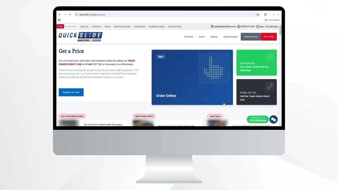 How to order sash windows online as a Quickslide Trade Partner