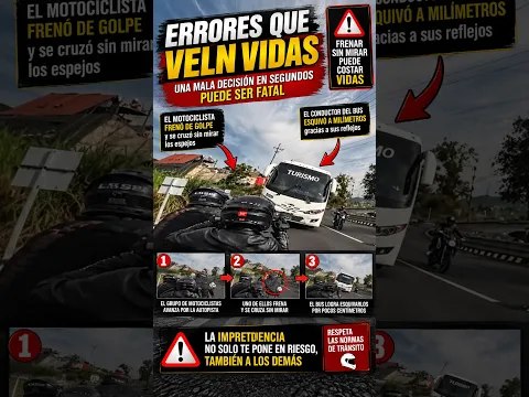 Héroe al volante La maniobra magistral de un chofer de autobús para evitar arrollar a varios moteros