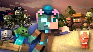 DROWNED ZOMBIE ARMY vs SKELETON ARMY vs VILLAGER ARMY-The Little Mermaid (Minecraft Movie Animation)