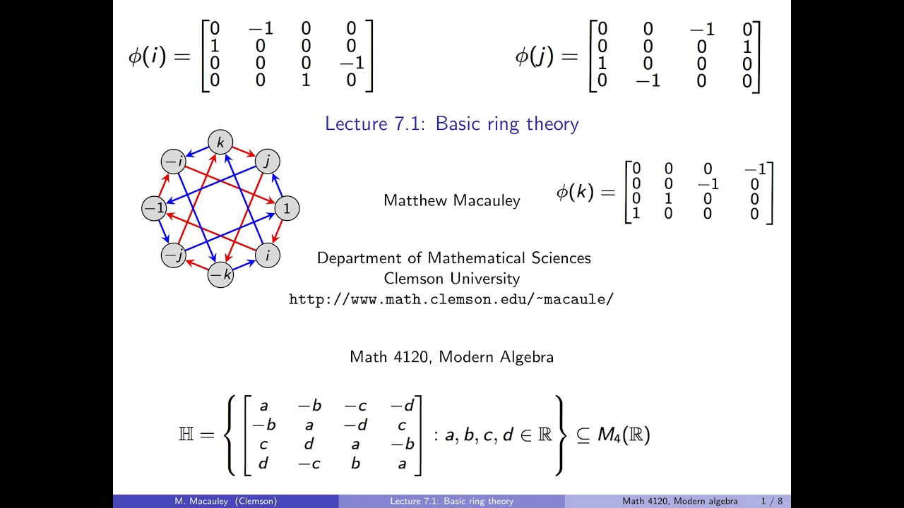 Visual Group Theory, Lecture 7.1: Basic ring theory