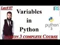 Python Tutorial in Urdu Hindi Variables and Data Types in Python - Details with Examples