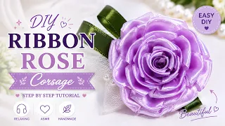 Transform Ribbon into a corsage Rose Brooch DIY corsage