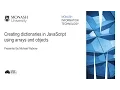 Creating dictionaries in JavaScript using arrays and objects
