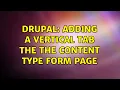 Drupal Adding a vertical tab the the content type form page 3 Solutions