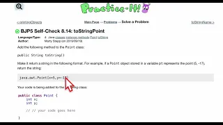 Java Practice It Self-Check 8 14 toStringPoint classes instance methods Point toString