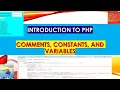 PHP Comments Constants and Variables