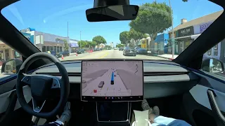 Tesla Self-Driving 14 3 6 takes me to Century City