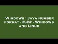 Windows Java number format -