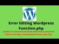 WordPress Site Error While Editing Functions php