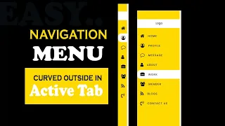 navigation menu using html css javascript curved outside in active tab
