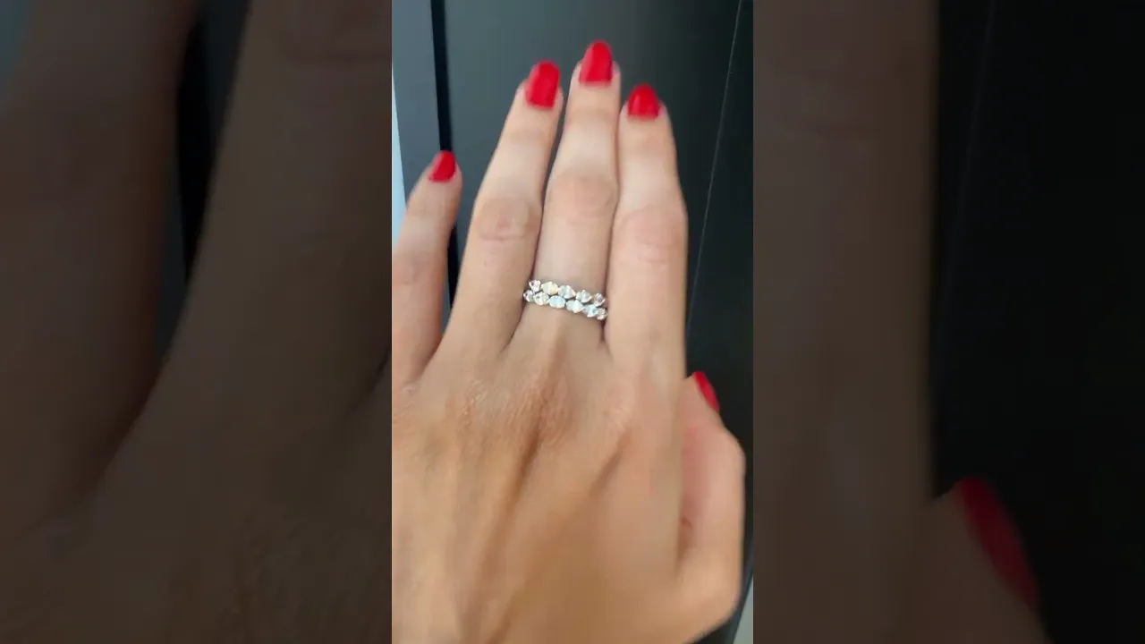 14K Gold Oval Cut Halfway Eternity East West Floating Set Lab Grown Diamond Wedding Band Ring