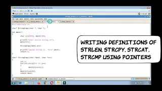 Simulation of strlen strcpy strcat strcmp using Pointers Programming in C