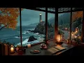 Rainy Seaside Study Room Ambience 🌧️ Warm Jazz & Rain Sounds for Study and Relaxation