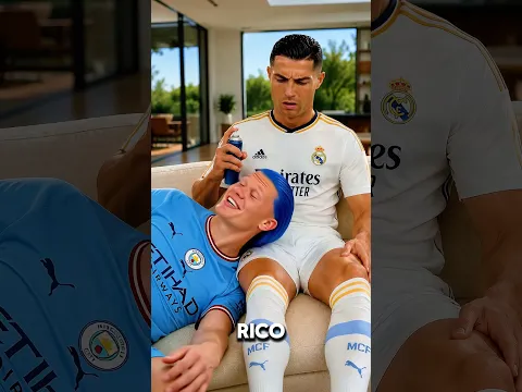 ¡Haland con pelo AZUL por Ronaldo MALVADO😱🤣!. Messi👑, Ronaldo🐐 y Haland⚽️.