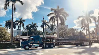 Unloading Steel joist in a wealthy neighborhood in South Miami Florida