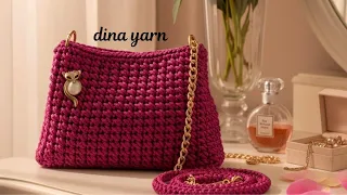 طريقه عمل شنطه كروشيه بخيط السلسله أنيقه للمبتدئين Bolso De Ganchillo 