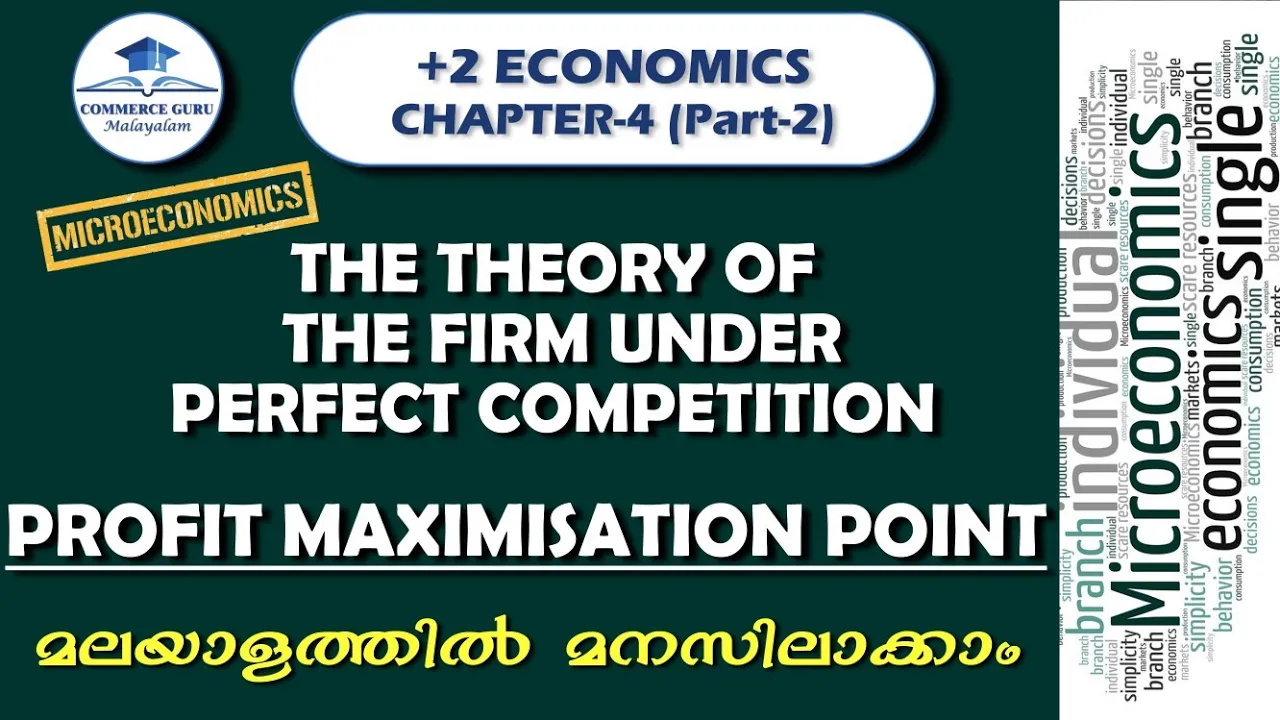 +2 Ecinomics Chapter4(part 2)PROFIT MAXIMISATION POINT IN PERFECT COMPETITION/Commerce guru malaylam