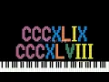 Roman Numerals 301 400 in Black MIDI Piano Nut Multiples of 10 Are Bigger