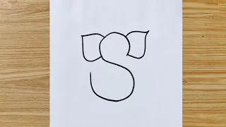 Easy Lord Ganesha drawing from S letter step by step // Easy Lord Ganesh Chaturthi drawing