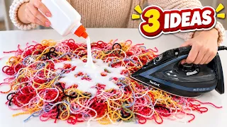 I Poured Glue on Yarn Scraps and Ironed Them! Look What I Made! ASMR