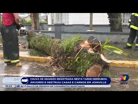 Chuva de granizo registrada em Joinville provocou destruição