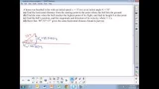 Projectile Motion Example Problems General Launch Angle