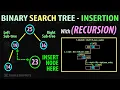 Insertion in Binary Search Tree BST using RECURSIVE FUNCTION Working with Diagram DSA