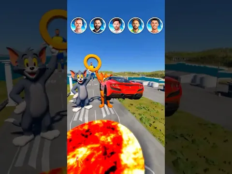 Messi VS Ronaldo VS Neymar VS Mbappé VS Benzema | Tom and Jerry Penalty 🤣#beamngdrive #shorts