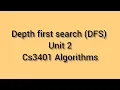 Depth First Search DFS Graph Traversals Unit 2 CS3401 Algorithms CS3301 Data Structures