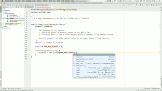 CS1A Tutorial Attributes with Array Types 10 StudentMangagementSystem Class Maintaining an Array o