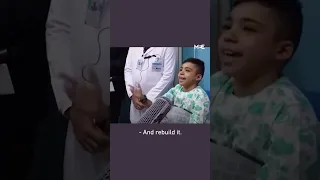 French President Macron visits injured Palestinian children in Egypt