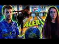 Husband VS Wife Cosmic Bowling Face Off Brunswick Warning Alert