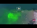 Drone video of dye tracking experiments with ROV and underwater GPS system