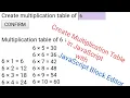 Create Multiplication Table Time Table in JavaScript with HTML and CSS x JavaScript Block Editor