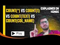 COUNT vs COUNT 1 vs COUNT column vs COUNT text in SQL SQL Interview Question Explained