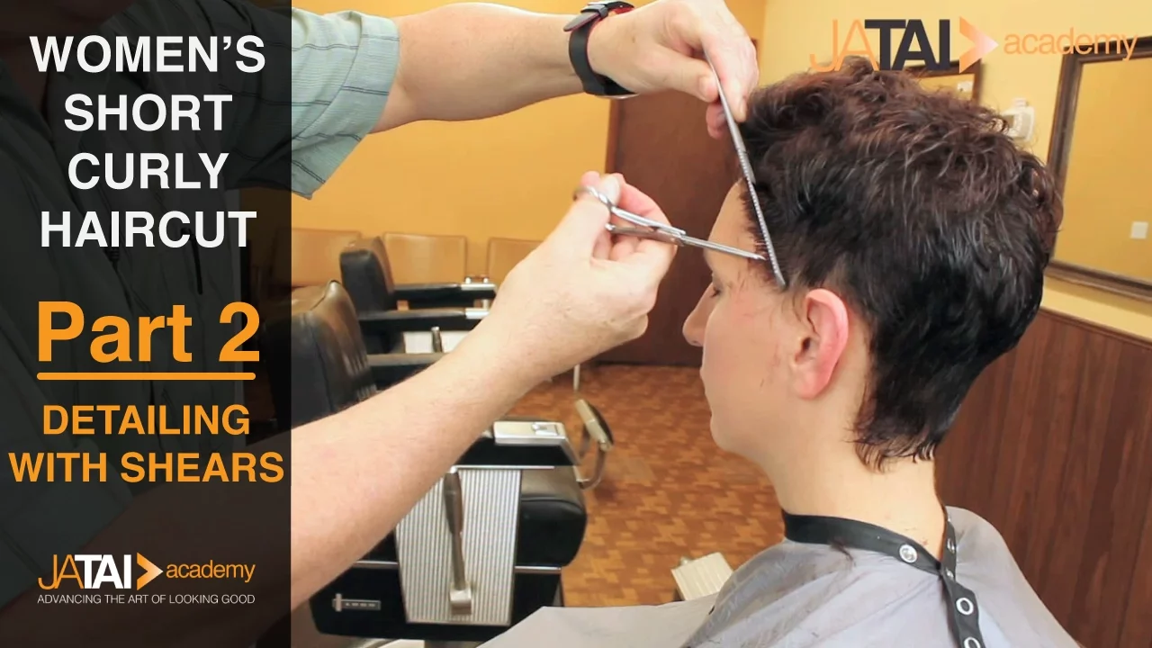 Women's Short Curly Haircut - Detailing with Shears Part 2