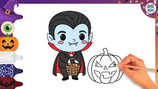 Easy Cute Vampire Drawing Learn to Draw Coloring a Cute Vampire for kids