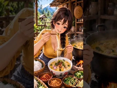 Creamy Burmese Coconut Noodles 🍜🥥 | Ohn No Khao Swe #food #myanmarnoodle #cooking #myanmarfood
