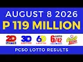 Lotto Result Today 9PM August 8 2026 PCSO