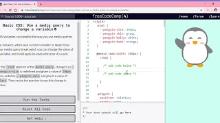 Learn Basic CSS Use a media query to change a variable freeCodeCamp org Google Chrome 2019 12 1