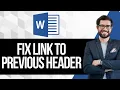 How To Fix Link To Previous Header Issues
