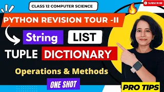 Python Revision Tour - ONE SHOT CBSE Class 12 Computer Science Python Data types HINDI
