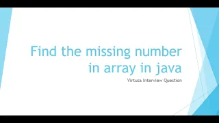 Find the missing number in array Using Java