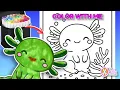 Kawaii Axolotl Coloring Page From Line Art to Color Free Printable Color With Me