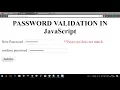 Password validation in Javascript in hindi Check length and confirm password in Javascript 2017