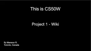 Project 1 - Wiki with Django