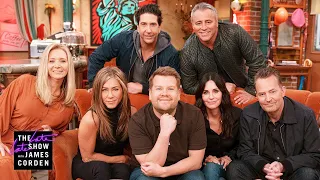 james corden visits the cast at the friends reunion